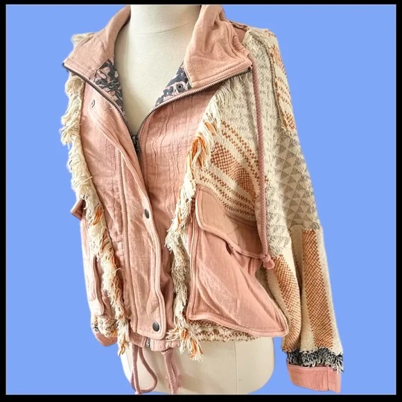 FREE PEOPLE Everything Nice Jacket in Sugar Rose Combo